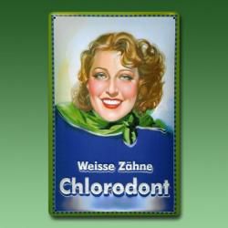 Nostalgisches Werbeschild Chlorodont Halstuch
