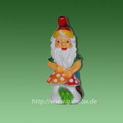 Garten-Figur Zwerg hinter zwei Fliegenpilzen