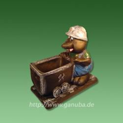 Dekorationsfigur Maulwurf schiebt Wagen
