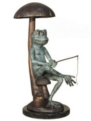 Vergnüglich angelnder Bronze-Frosch