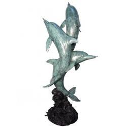 Wasserspiel - Wasserspeier drei Delfine aus Bronze