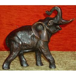 Bronze-Figur laufender Elefant mit erhobenem Rüssel