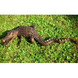 Tier-Skulptur Gefährliches Krokodil aus Bronze