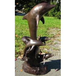 Garten-Figur Springende Delphine aus Bronze