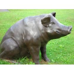 Bronze-Figur Sitzendes Schwein