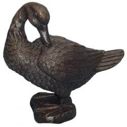 Bronze-Skulptur Putzende Ente