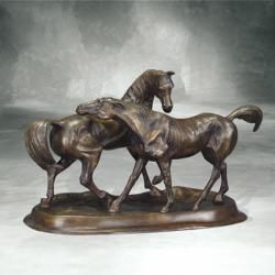 Bronze-Skulptur Pferde-Paar