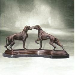 Tier-Figur Zwei Stehende Hunde aus Bronze