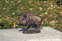 Wildschwein-Miniatur, Künstlerbronze signiert  von L. Hlina