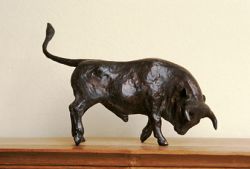 Stier (klein) Künstlerbronze, signiert L. Hlina