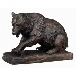 Bronze-Skulptur Bär fängt Fisch