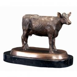 Bronze-Figur Kuh auf Marmorsockel