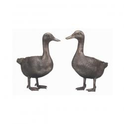 Vogel-Plastik Putzige Enten aus Bronze