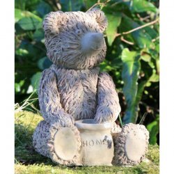 Dekorationsfigur für den Garten Teddybär mit Honigtopf