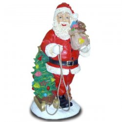 Weihnachts - Deko Weihnachtsmann mit Baum auf Schlitten