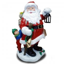 Weihnachts - Figur Weihnachtsmann mit Kind