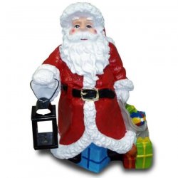Weihnachts - Dekoration Stehender Weihnachtsmann mit Laterne