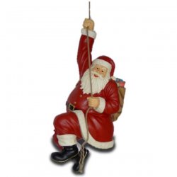 Weihnachtsmann klettert am Seil herab