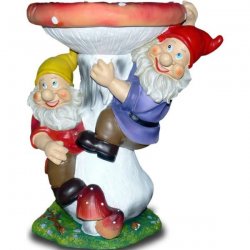 Garten - Deko Gartenzwerge klettern auf Fliegenpilz