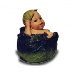 Deko - Figur Kind sitzt in einem Kohlkopf