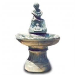 Garten - Deko Brunnen mit sitzendem Knabe