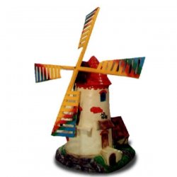 Deko - Figur Runde Windmühle mit Nebenhaus