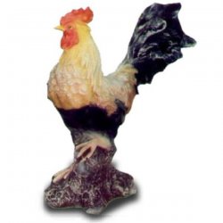 Vogel - Skulptur Hahn steht auf einem Stein