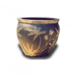 Garten - Deko Edler Blumentopf mit Blättern verziert