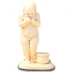 Deko - Figur Baby steht neben Töpfche