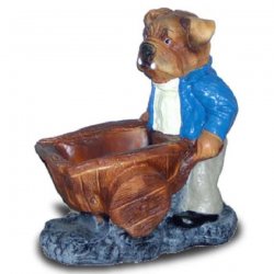 Hunde - Figur Boxer schiebt Holz - Karre