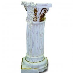 Dekor - Säule Weiße korinthische Säule, Zeitspuren, Gold
