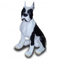 Deko - Figur Sitzende, Schwarz - Weiße Dogge