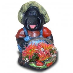 Tier - Dekofigur Maulwurf mit Blumenkorb