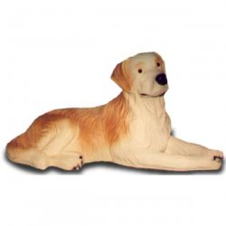 Deko - Figur Liegender, aufmerksamer Golden - Retriever