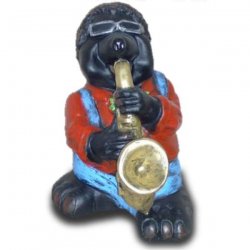 Deko - Tierfigur Maulwurf spielt mit Sonnenbrille Saxophon