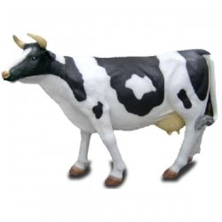 Tier - Dekofigur Kuh mit Hörnern wedelt mit Schwanz