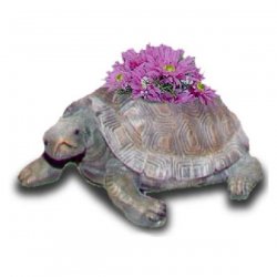 Deko - Figur Trotzige Schildkröte mit Blumentopf