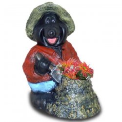 Tier - Dekofigur Maulwurf bepflanzt Blumentopf
