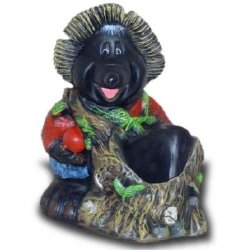 Tier - Skulptur Maulwurf mit Apfel und Baumstumpf