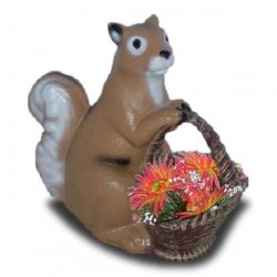 Tier - Figur Eichörnchen mit Blumenkorb