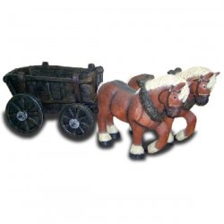 Deko - Figur Arbeiter - Pferde ziehen Holzwagen