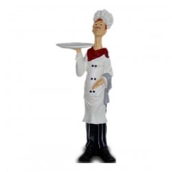Deko - Figur Schlanker Koch mit Platte