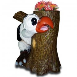 Deko - Figur Ängstlicher Geier hinter Baumstamm