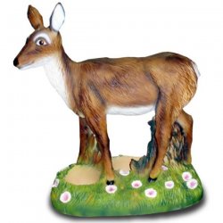 Deko - Tierfigur Freudiges Reh auf Blumenwiese