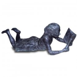 Deko - Figur Mädchen liest freudig ein Buch