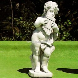 Weiße Garten-Figur Pan-Flöten-Spieler