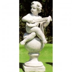 Weiße Garten-Figur Mandolinen-Spieler