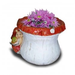 Deko - Figur Pilz - Blumentopf mit Schnecke