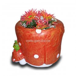 Dekorations - Figur Fliegenpilz - Blumentopf mit Frosch