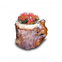 Garten - Deko Baumstamm - Blumentopf mit Eichhörnchen